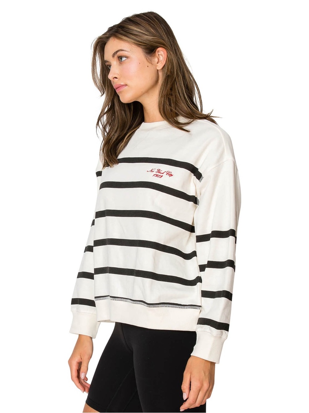 NY Embo Stripe Pullover Sweatshirt - Off White - Lazy Sunday - Picture 4 of 14